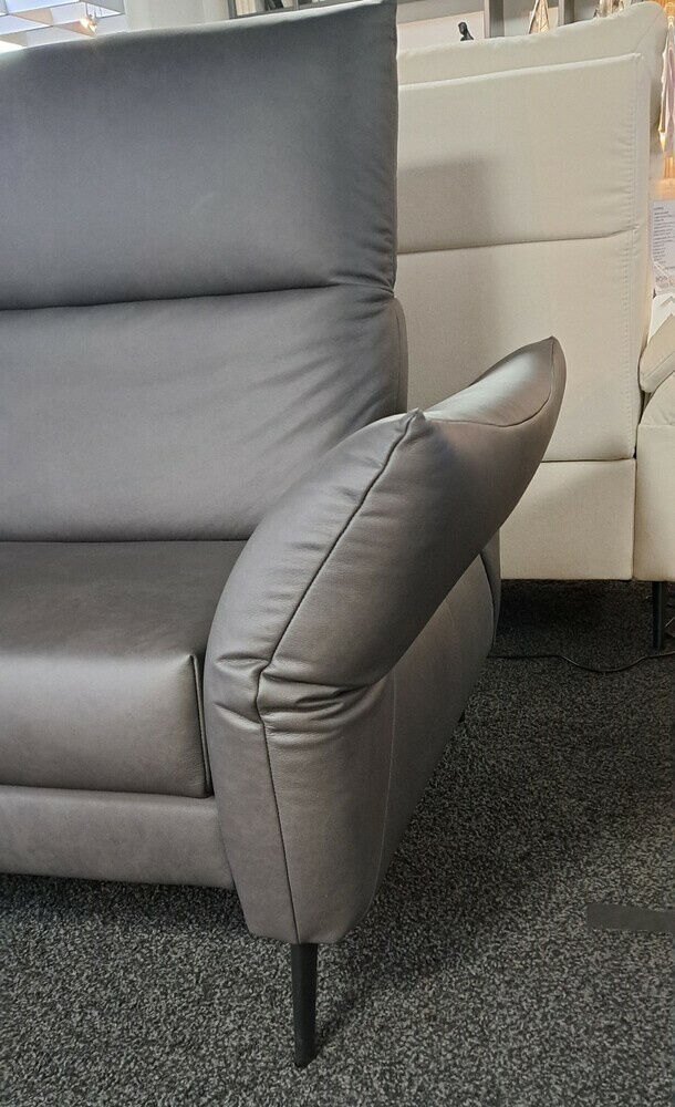 Polsteria - Ecksofa LS24 Leder Evita Anthrazit Metallrundfuß Schwarz mit Verstellfunktionen - 4