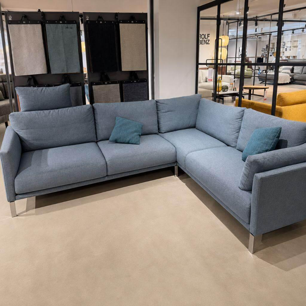 Rolf Benz - Ecksofa Cara Stoff 20.253 Ozeanblau Blau Füße Metall Verchromt - 2