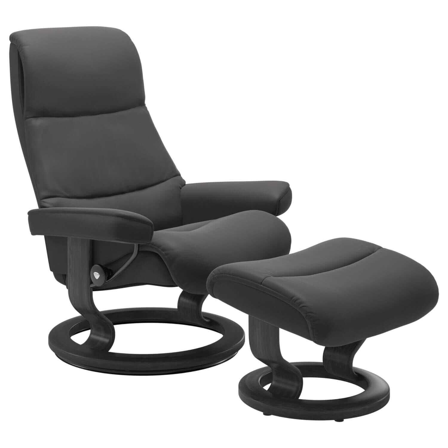 Stressless - Stressless View L Classic Base Leder Paloma Rock mit Hocker - 1