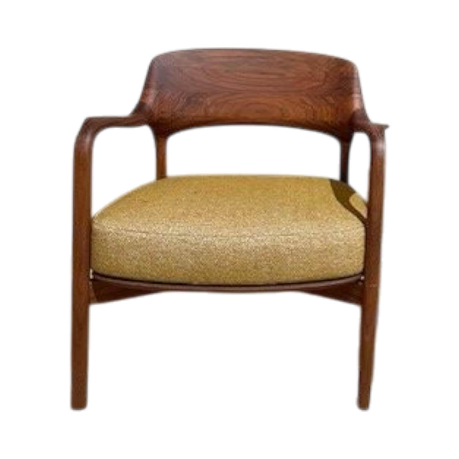 Porada - Sessel Louis Stoff Ikat Var. 13696/27 Gelb Struktur Nussbaum - 1