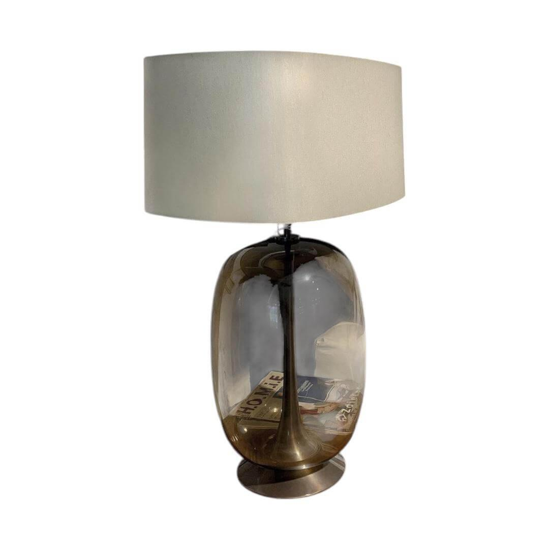 Bielefelder Werkstätten - Tischlampe Stella Schirm Creme Gestell Bronze Glas Bronzebraun - 1