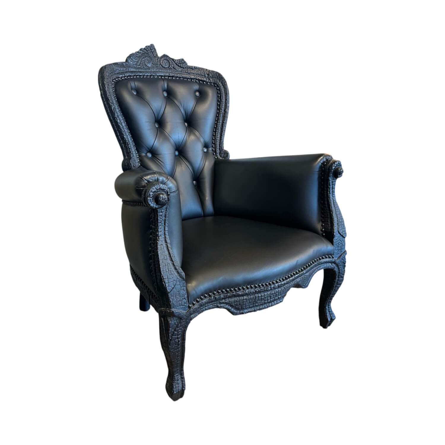 Moooi - Sessel Smoke Chair Leder Schwarz Gestell Rußholz Behandelt Mit Epoxidharz Schwarz - 1