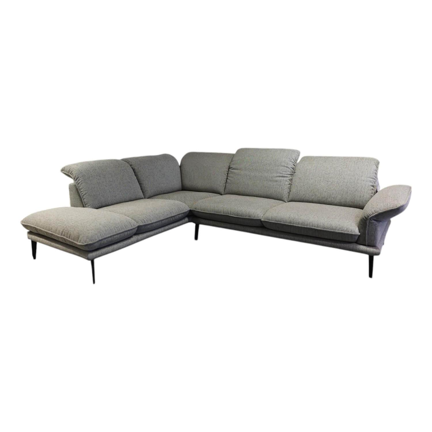 W. Schillig - Ecksofa Sherry Stoff W60 21 Silver Grau Fuß Metall FP6 M95 Anthrazit Mit Kopfstützenverstellung - 1