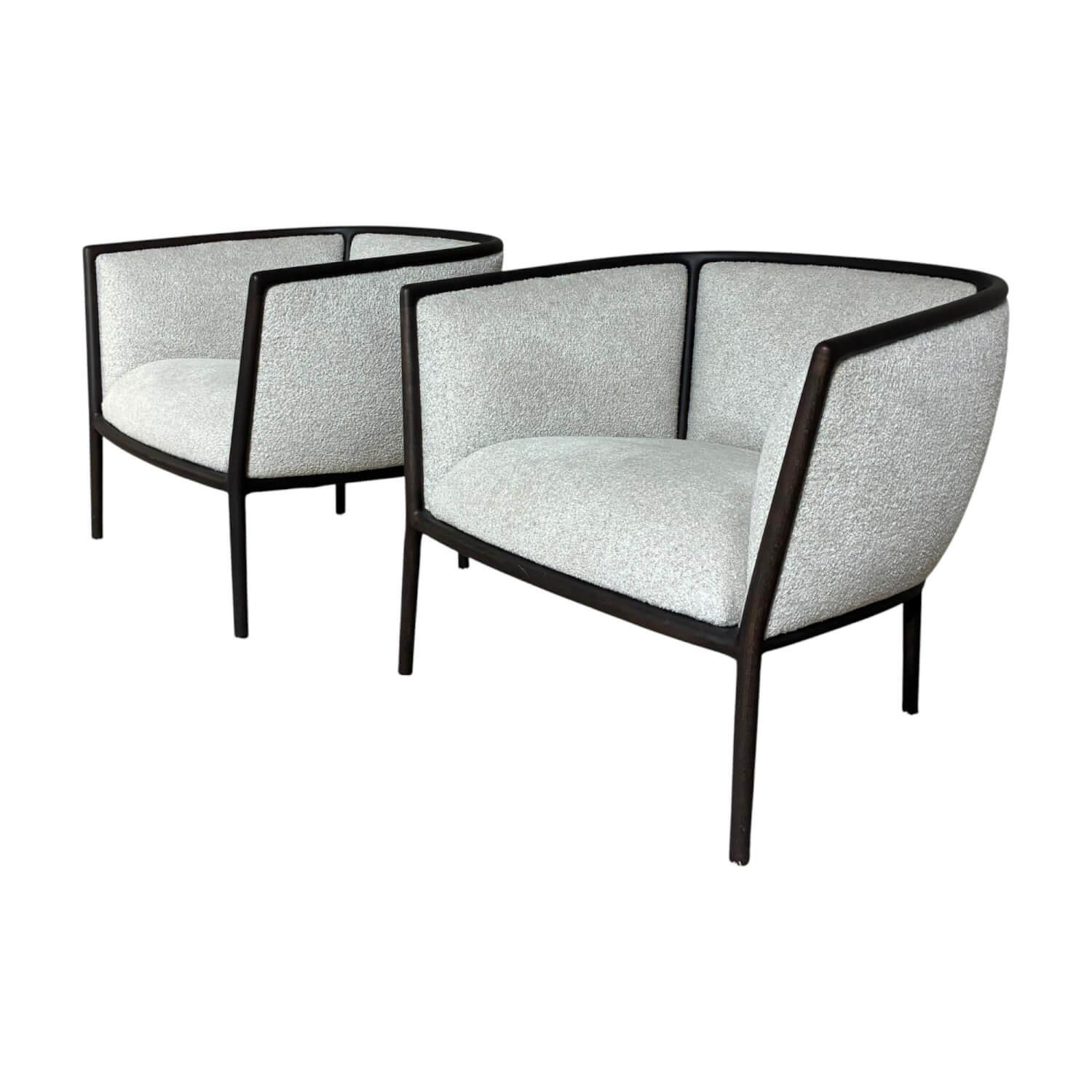 Molteni & C - 2er-Set Sessel Margou Stoff WG411 BI Carta Grau Beige Gestell Eukalyptus Schwarz - 1