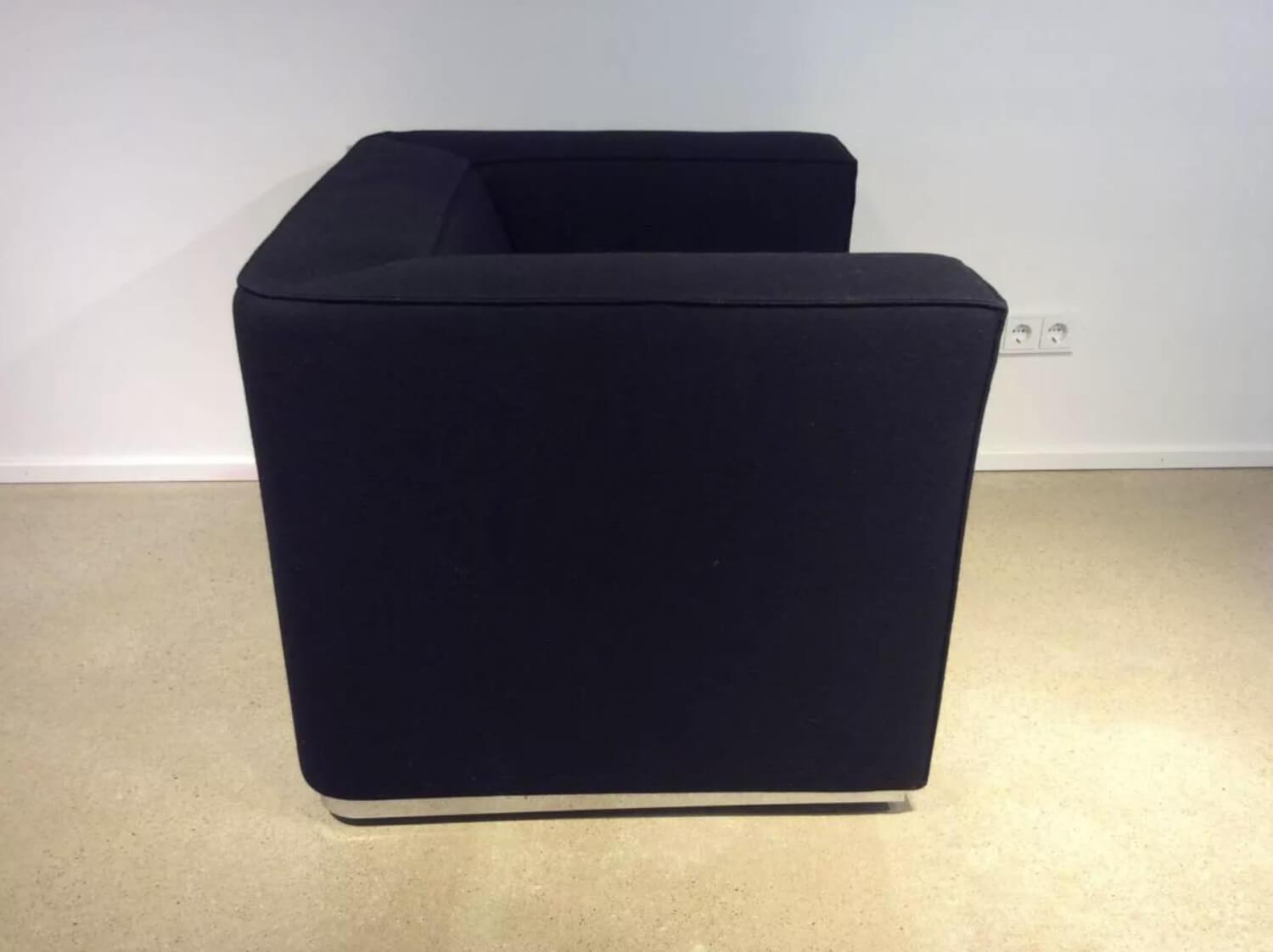 Cassina - Sessel Blox Stoff Filz Schwarz Stahlsockel verchromt - 4