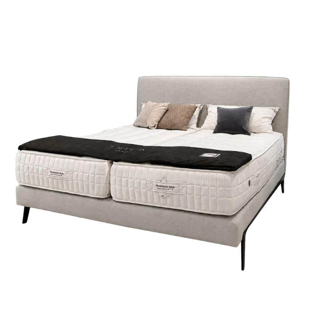 Treca Interiors - Polsterboxspringbett Adonis Stoff Portofino 012 Souris Grau Füße Metall Schwarz - 1