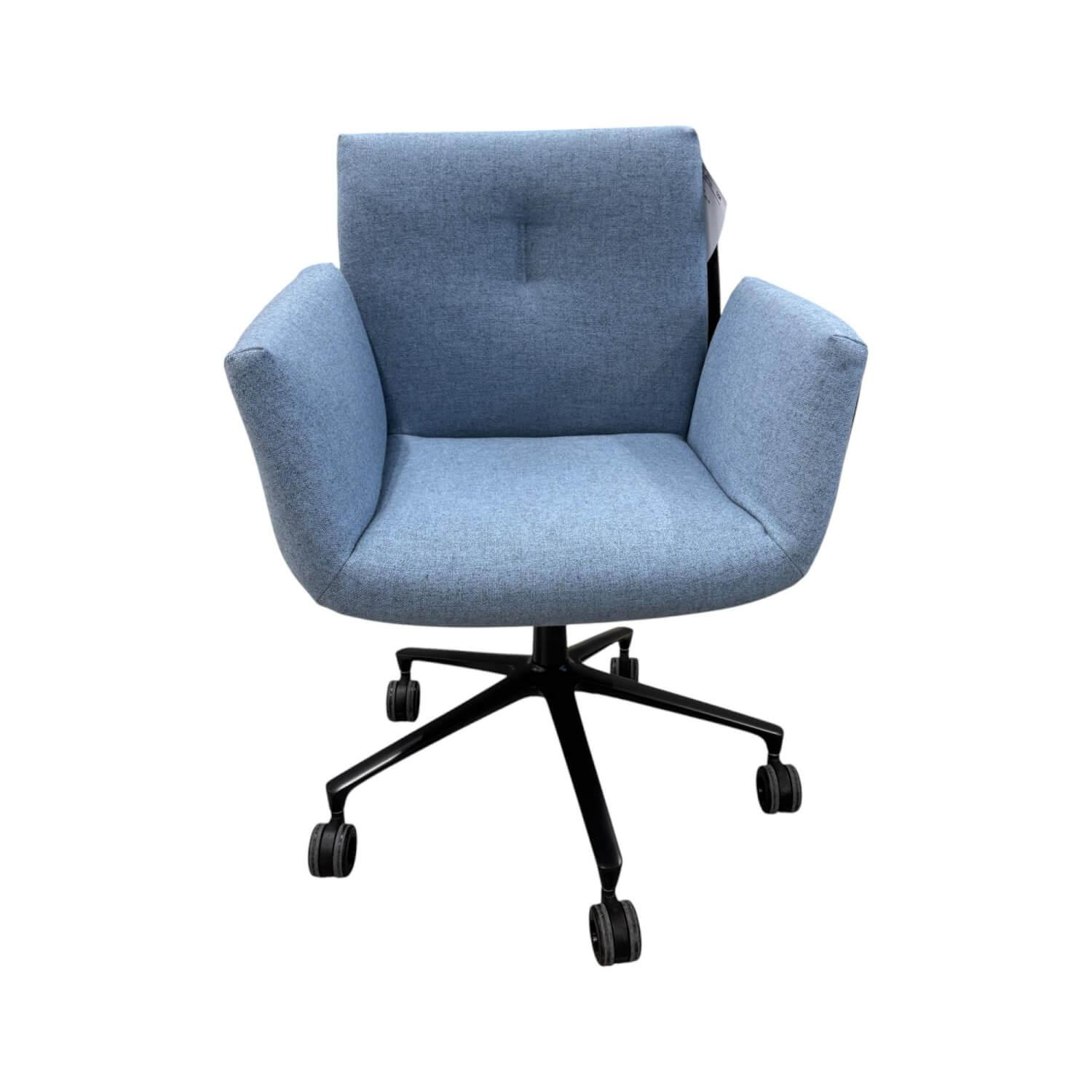 COR - Stuhl Alvo 825 Stoff Tonica 713 Blau Grau 110 Schale Kunststoff Schwarz Gestell Schwarz Pulverbeschichtet Mit Rollen - 1