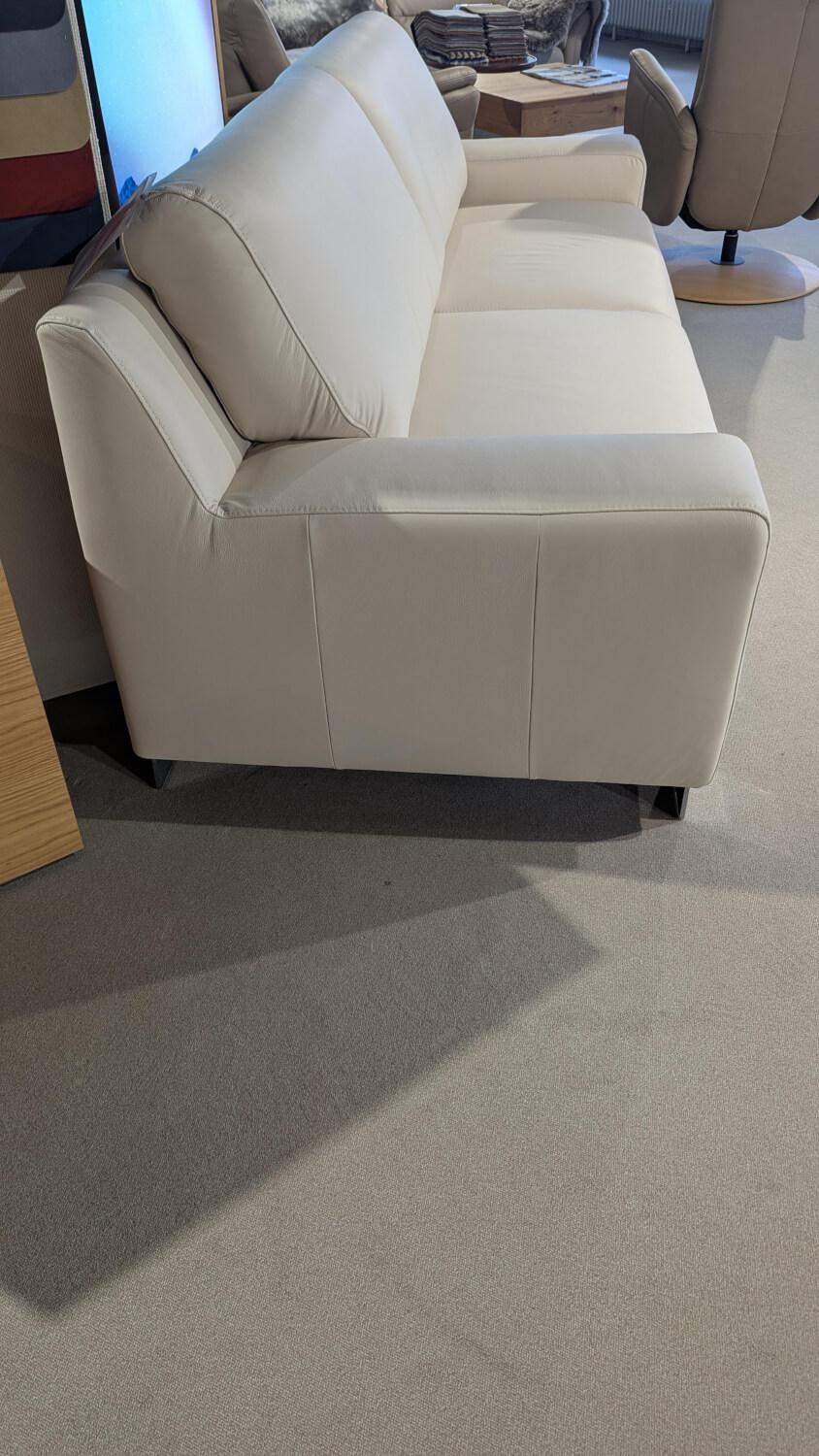 Polinova - Sofa Allround Leder Vivre Ecru Beige Rücken Unecht Metallfuß Hochglanz - 2