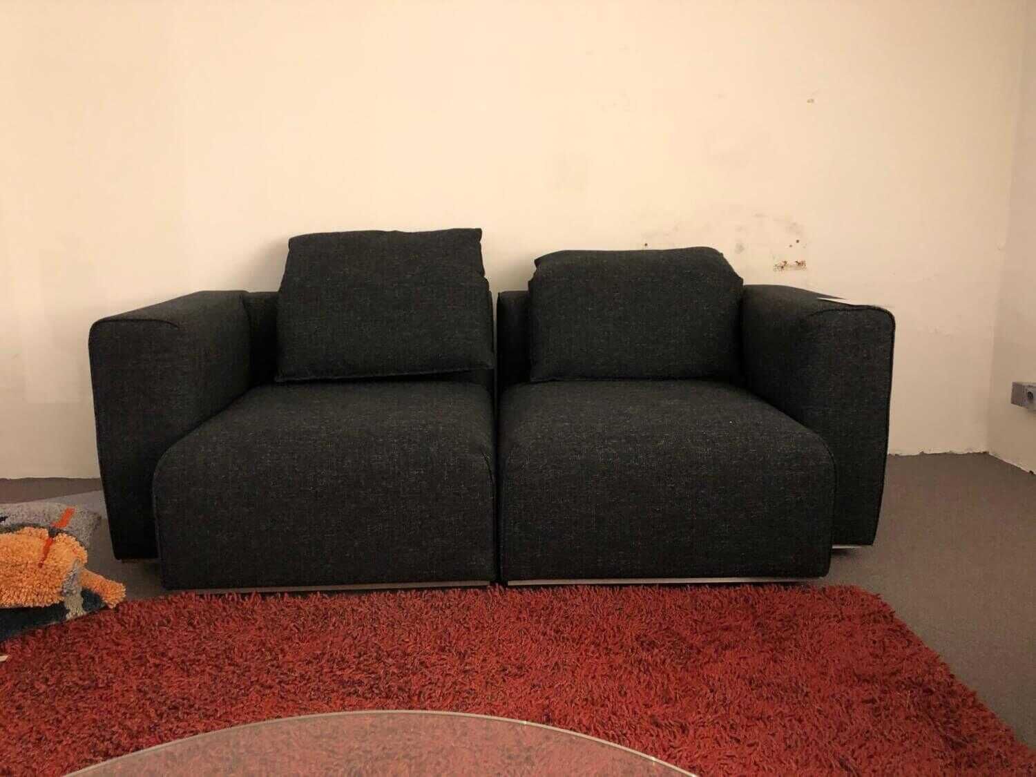 IP Design - Sofa Pure Elements Stoff Grau Zweisitzer mit 2 Kissen - 2