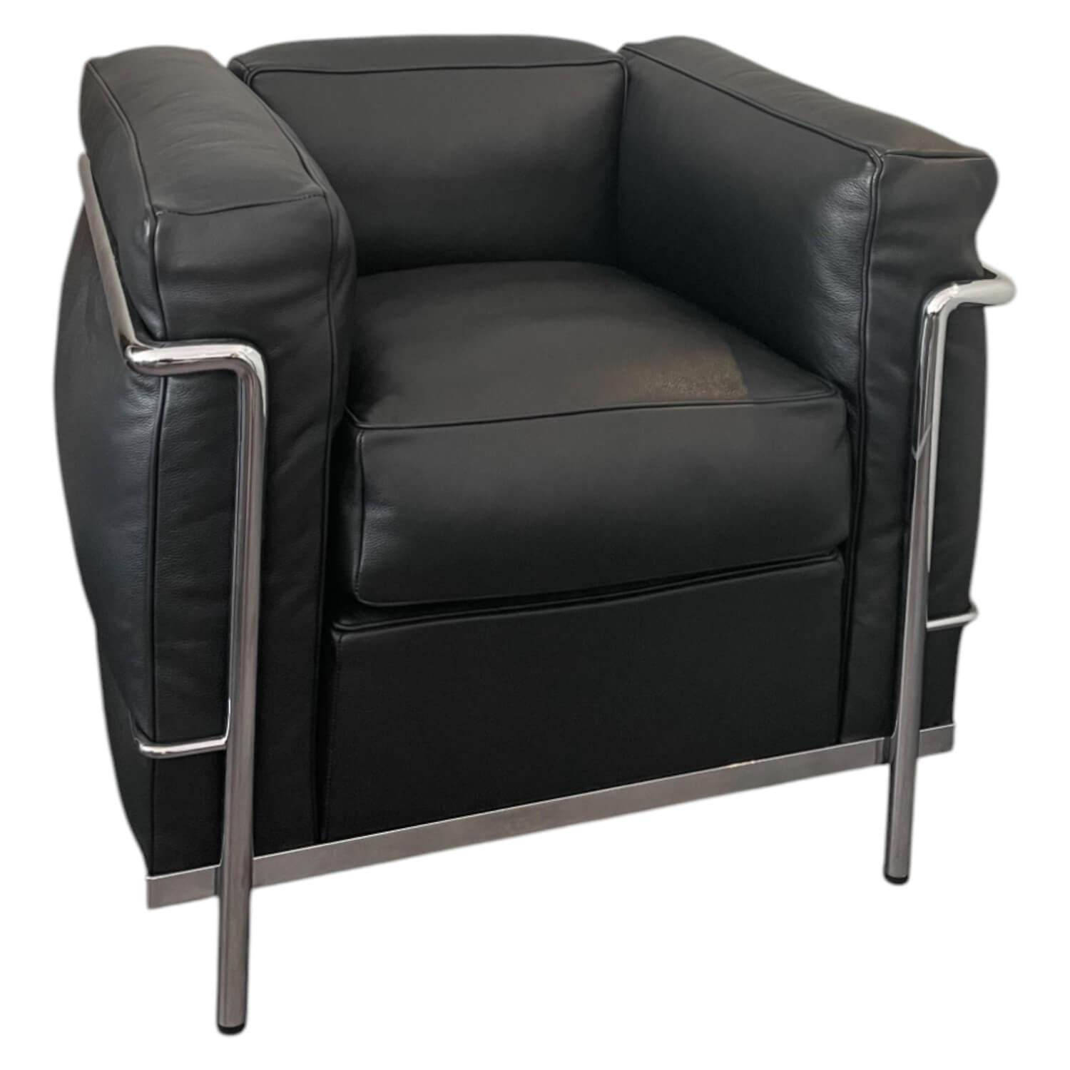 Cassina - Sessel LC2 Leder X 606 Grafite Schwarz Gestell Verchromt - 1