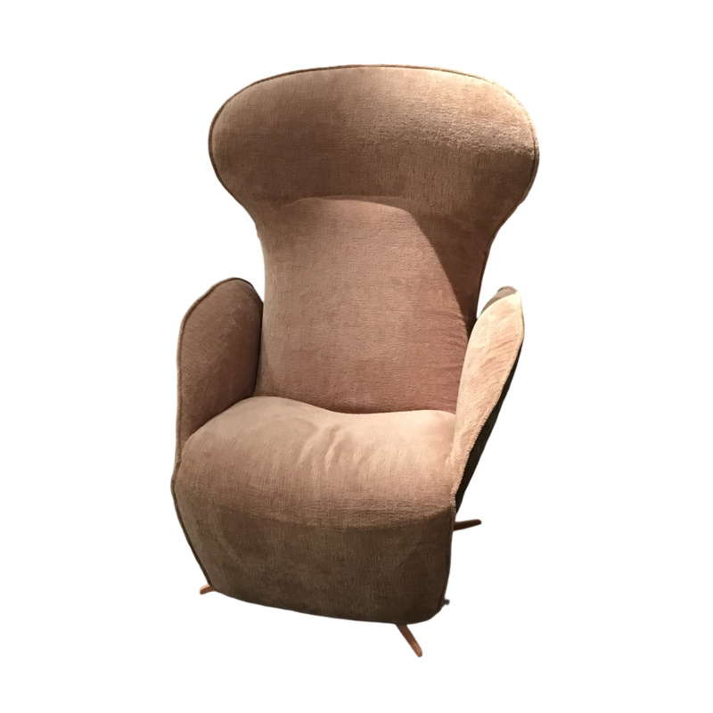 Jori - Relaxsessel Textilgewebe Mumble F2a C0013 Beige Schale Leder Nubuck Macchiato Braun Gestell Metall Beigerot Lackiert - 1
