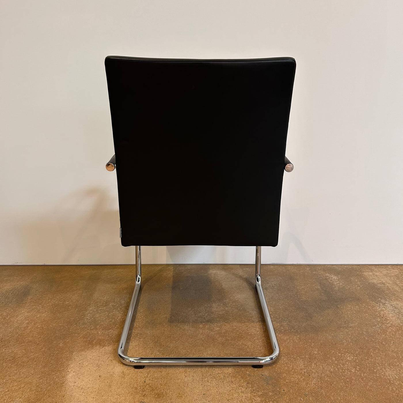 Walter Knoll - Freischwinger George 1572 Leder Congress 251 Black Schwarz Gestell Rundrohrstahl Hochglanz Verchromt - 6