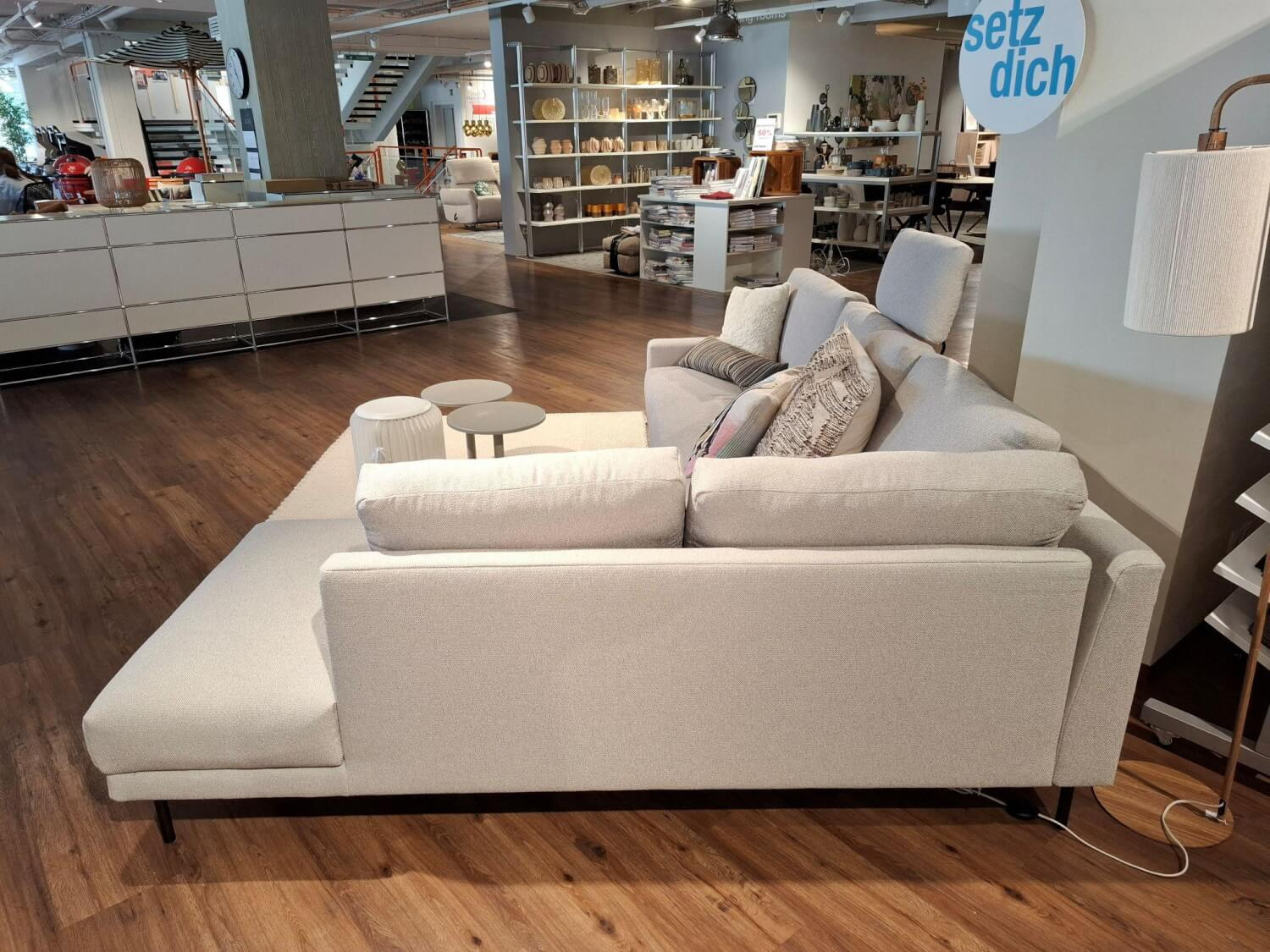freistil Rolf Benz - Ecksofa freistil 170 Stoff 4046 Steingrau Rundrohrfuß Tiefschwarz - 5