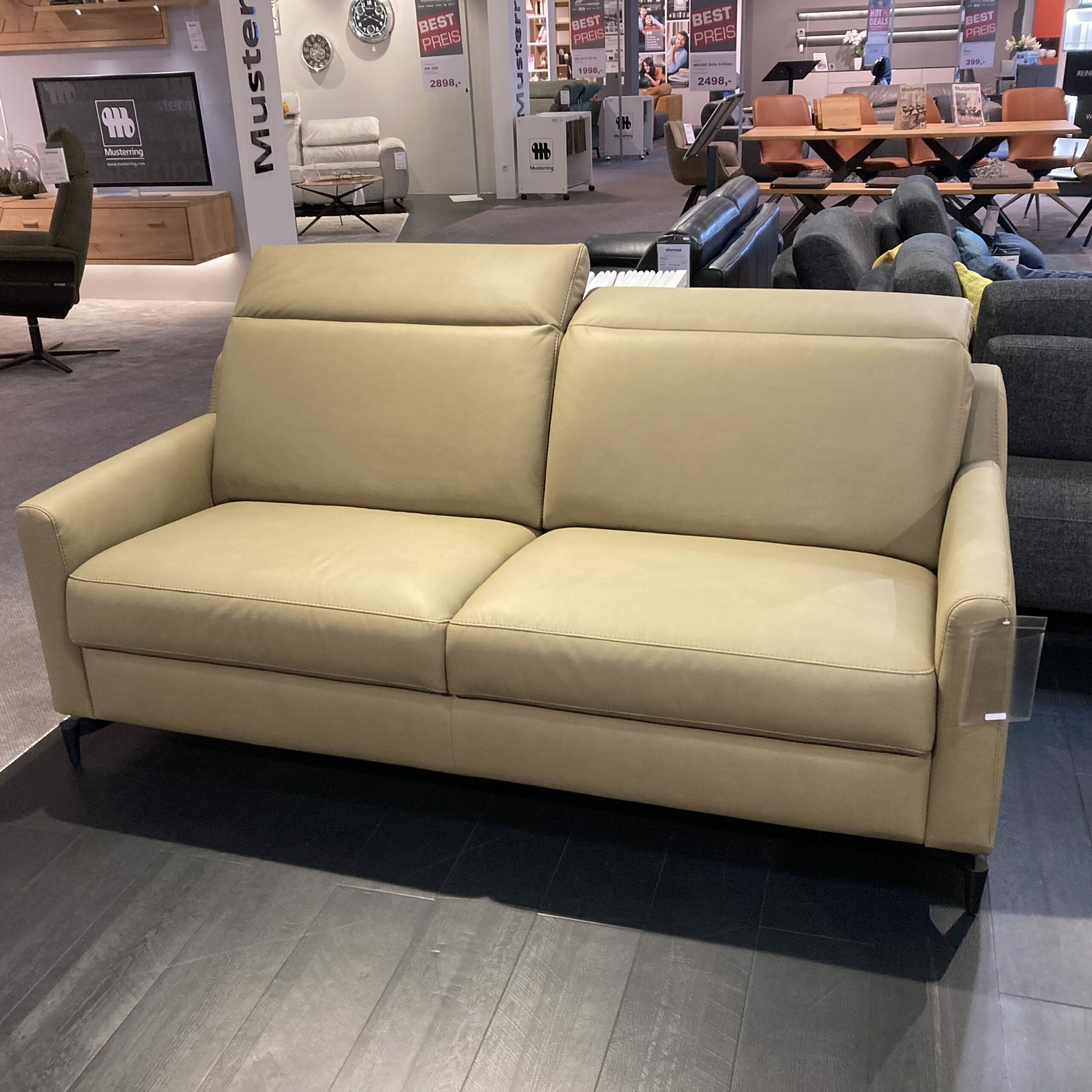 Musterring - Garnitur MR9120 Stoff Lario Olive Grün Füße Stahl Schwarz Matt 2 Sofas - 5