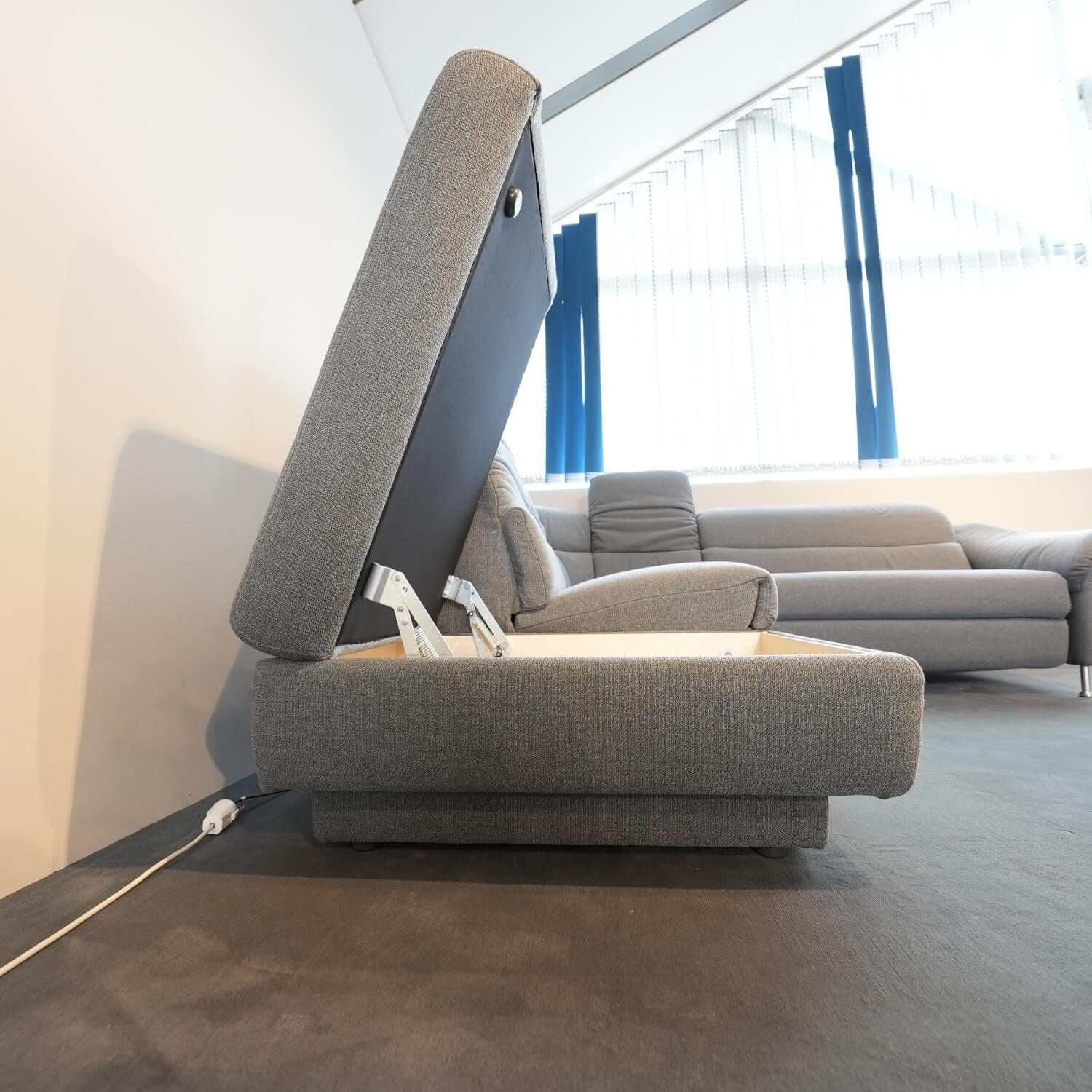 himolla - Ecksofa 1924 Stoff 24 Q2 Fashio Magma Grau Fuß Edelstahloptik - 5