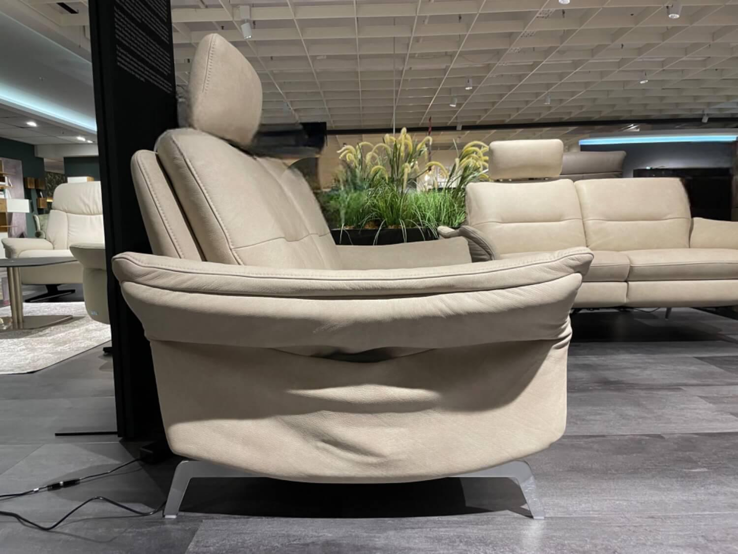 himolla - Polstergarnitur Teoma 6076 R Leder Eleganza 27 Elfenbein Beige Metallfüße Edelstahloptik - 2