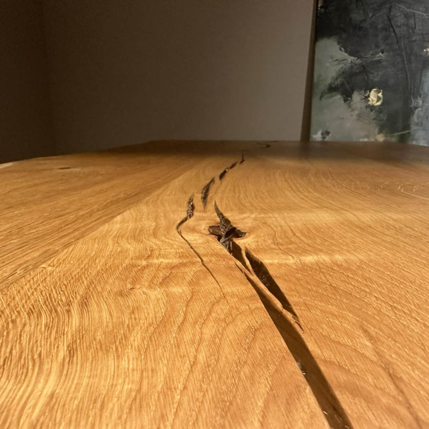 Paul Lindberg - Stammtisch Ruvio Planke Platte Eiche Wild Mitt Offenen Ästen Und Rissen Gestell Metall Bronze Lackiert - 2