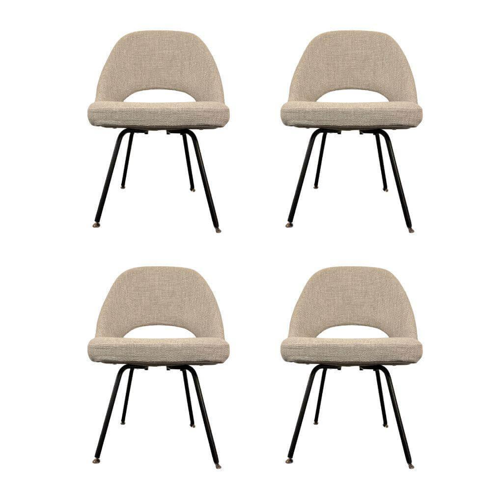 Knoll International - 4er-Set Saarinen Conference Chair Stuhl Stoff Tosca Beige Gestell Metall Schwarz - 1
