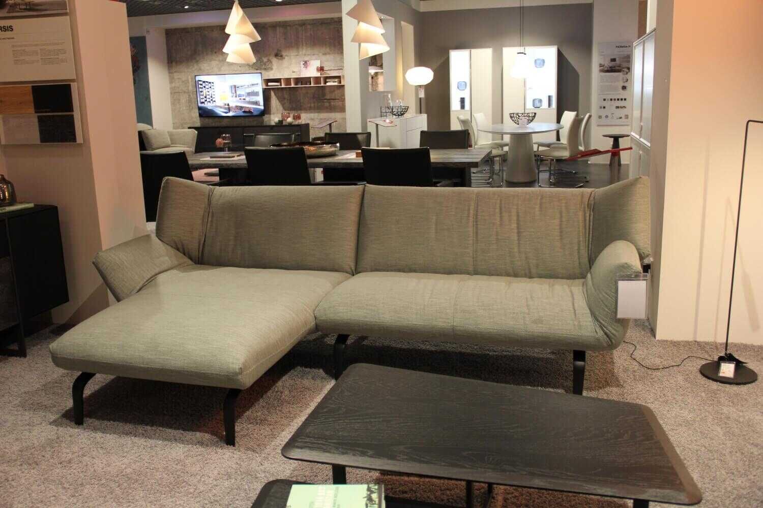 Leolux - Ecksofa Devon Stoff 23185 Fay 85 Surf Grau Grün Fuß Epoxy Granit Matt - 2