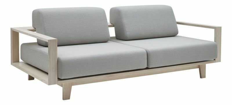 Softline - Sofa Wood Stoff Vision 457 Silbergrau Rahmen Esche Natur Lackiert  - 1