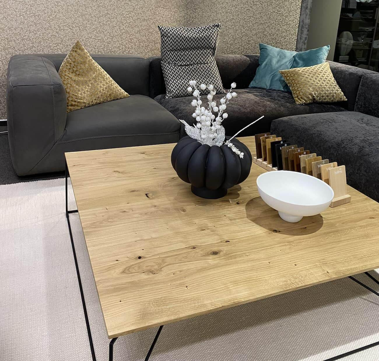 Bullfrog - Couchtisch Nico T40 Platte Holz Massiv Eiche Gestell Stahl Schwarz Matt Pulverbeschichtet - 2