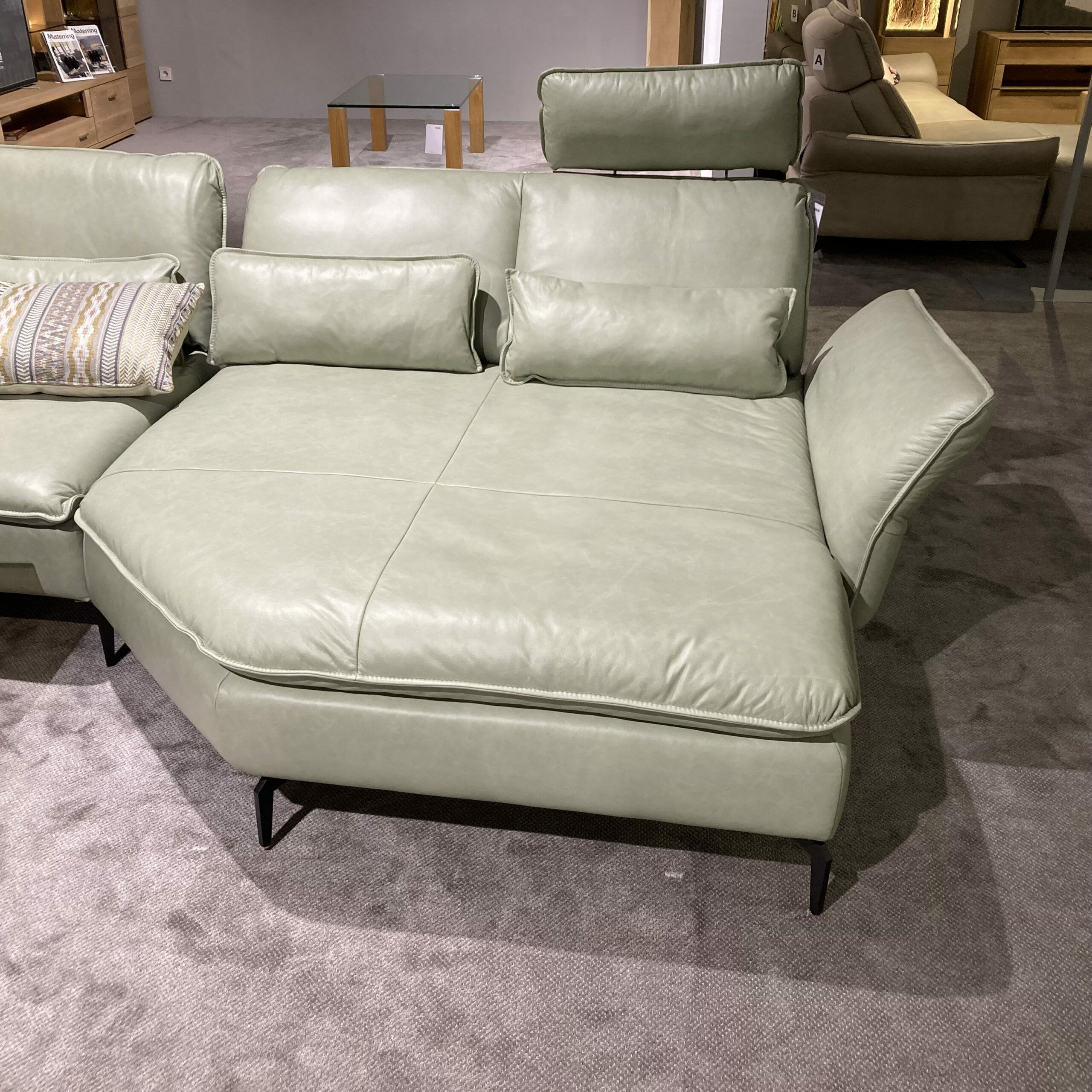 Musterring - Ecksofa MR 2340 Leder Z7433 Green Tea Grün Metallfuß Schwarz mit Funktionen - 5