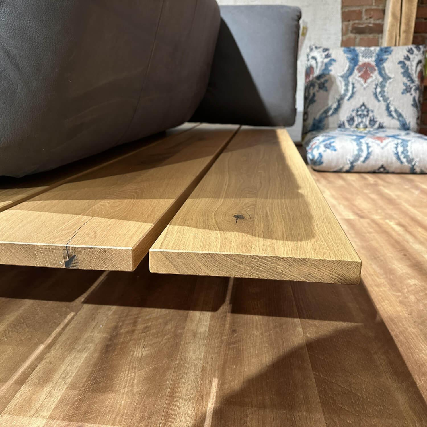 Bullfrog - Ecksofa Leder Oasis Elefant 2100 63 Grau Plateau Wildeiche Massiv Geölt Metallfuß Schwarz Lackiert - 8