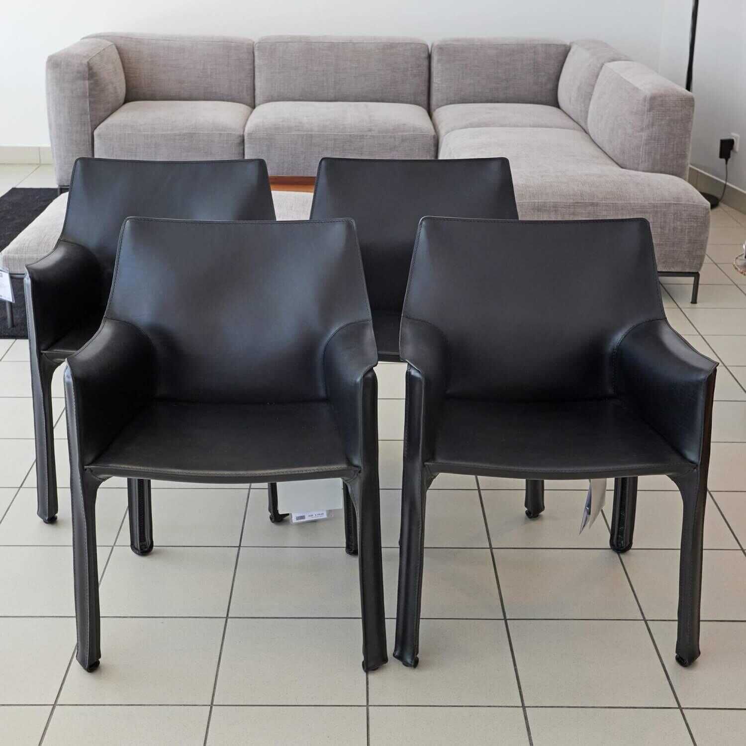 Cassina - 4er-Set Kernlederstuhlgruppe Cab Leder Cucio Nero - 2