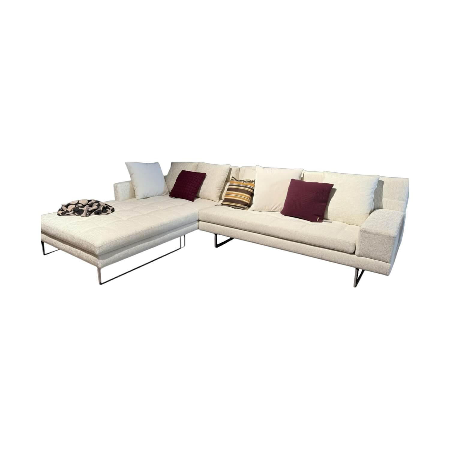 Brühl - Ecksofa Amber Stoff 3690 40 Creme Metallkufe Verchromt Mit Verstellbare Armlehnen Inklusive Kissen - 1