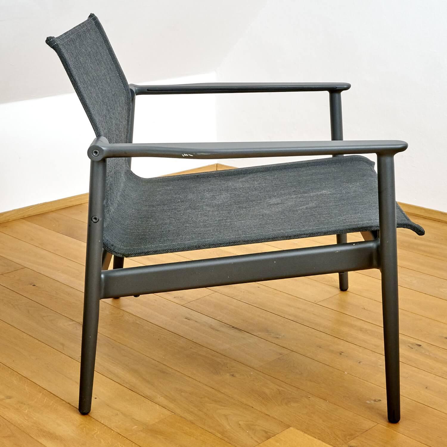 Armlehnstuhl Lounge Chair 180 Bezug Sling Anthrazit Aluminiumgestell Meteor Anthrazit Pulverbeschichtet