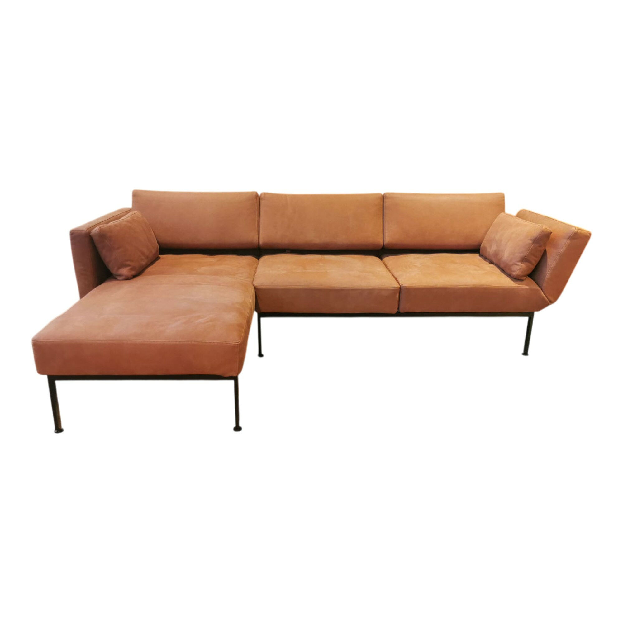 Brühl - Multifunktionssofa Roro Soft Leder 5668-45 Taron Cognac Braun Gestell Metall Schwarz - 1