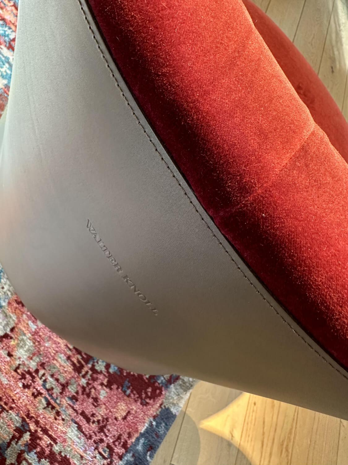 Walter Knoll - Drehsessel Bao Stoff Harald 2 Samt 582 Red Grape Rot Außen Saddle Khaki Braun Teller Matt Pulverbeschichtet Schwarz - 9