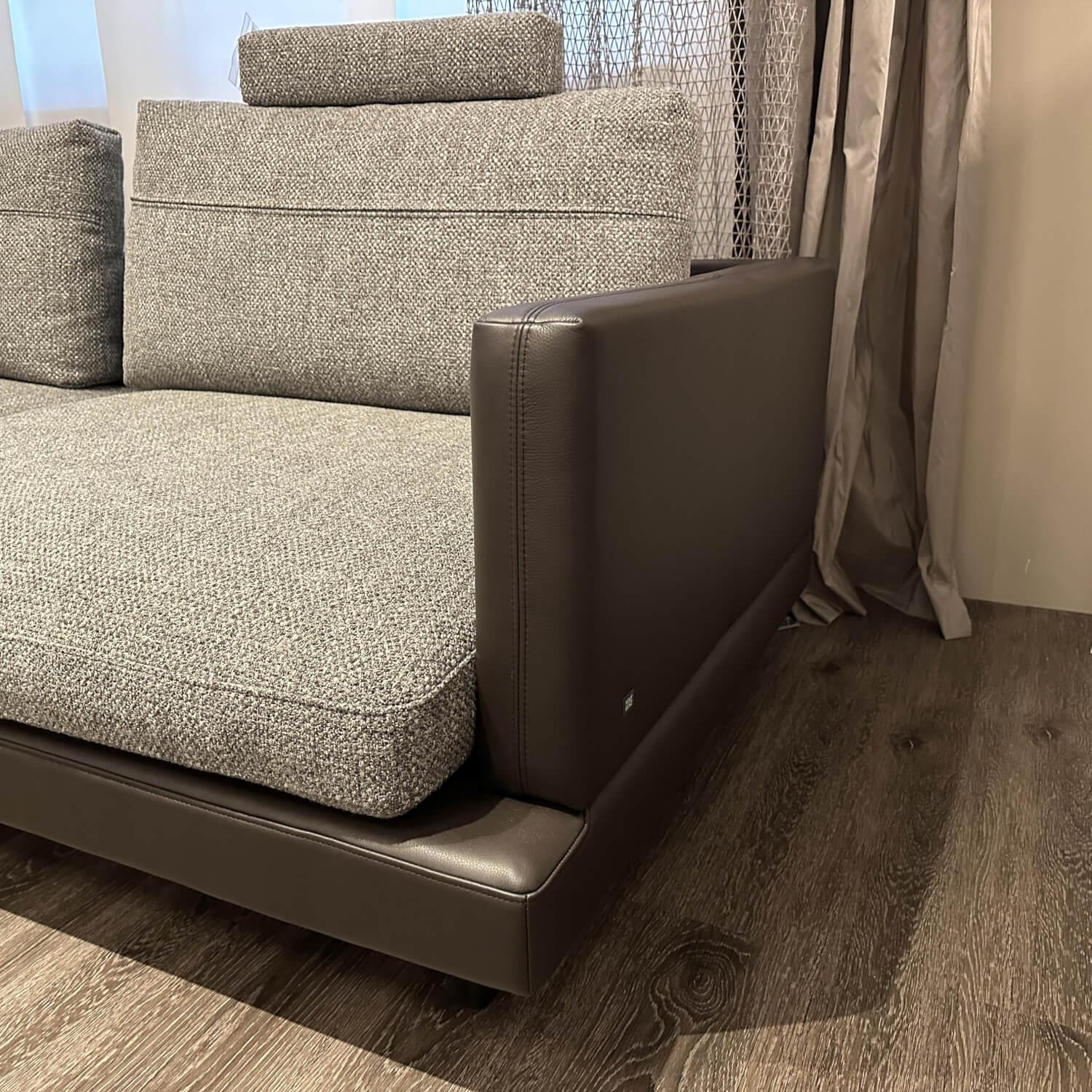 Rolf Benz - Wohnlandschaft Sina Stoff 26 387 Schwarz Grau Leder 38 105 Grau Braun Fuß Schwarz - 7