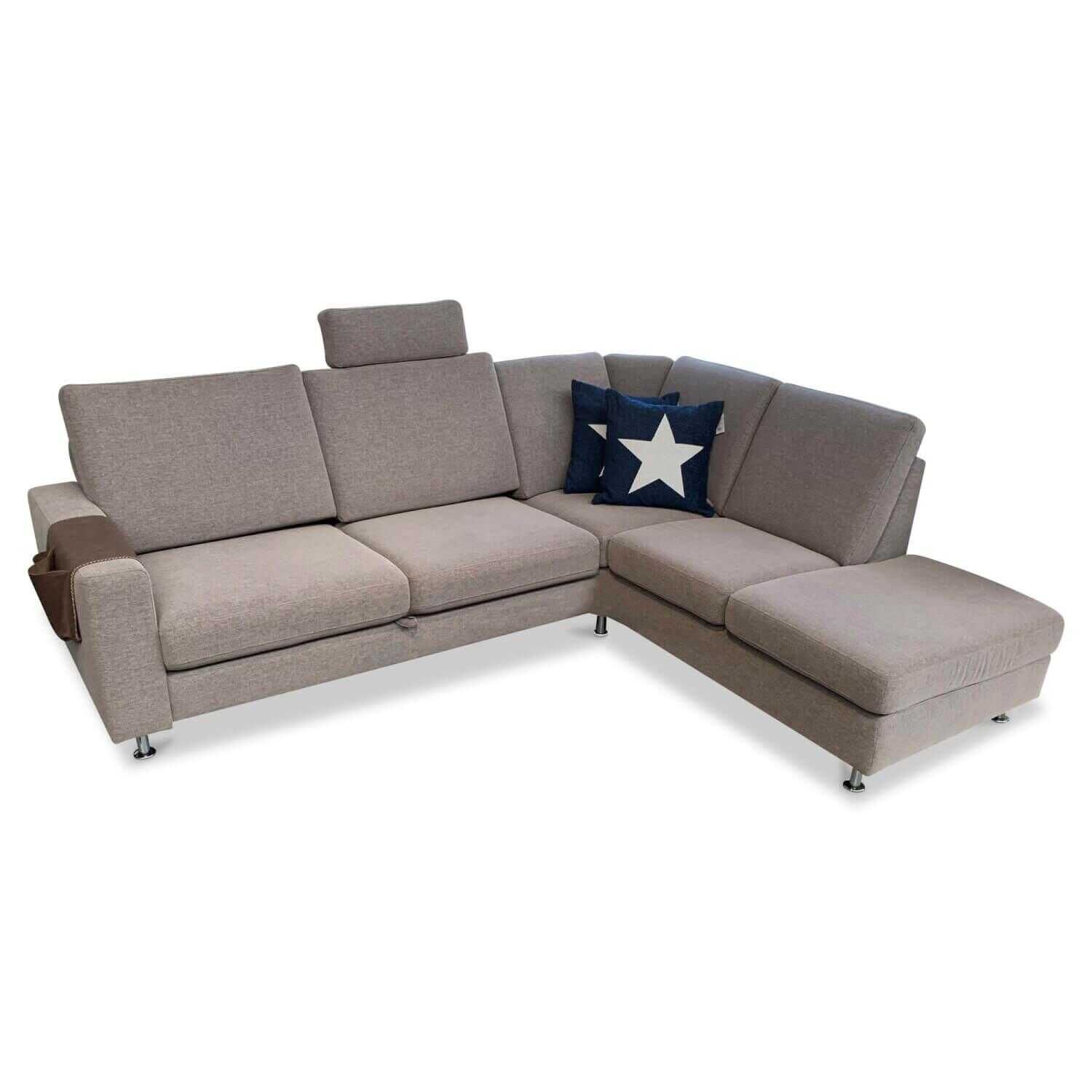 Wima - Ecksofa Trento Stoff Grau mit Sitzvorzug - 1