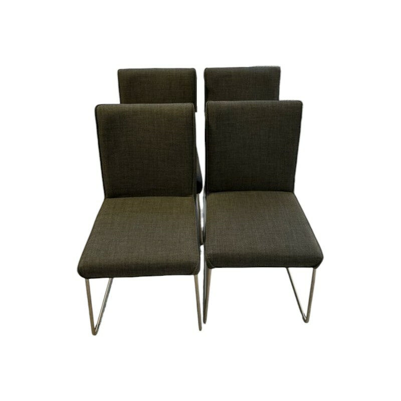 Hülsta - 4er Set Stuhl Now Dining S21 Flachgewebe Anthrazit Metallgestell Kufen Chrom - 1