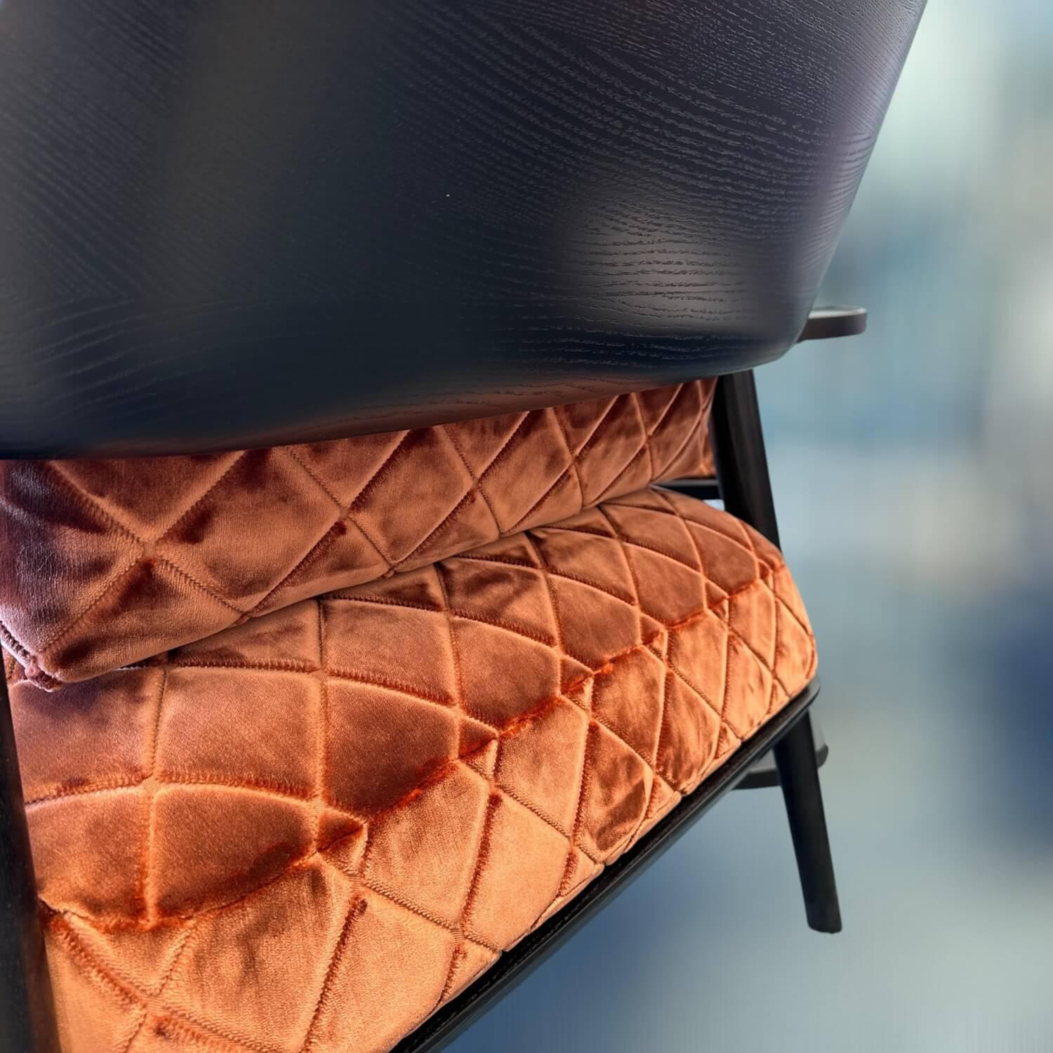 Bielefelder Werkstätten - Sessel Gatsby Stoff JAB Viscount JA3017-061 Orange Braun Füße Holz Schwarz Gebeizt - 6