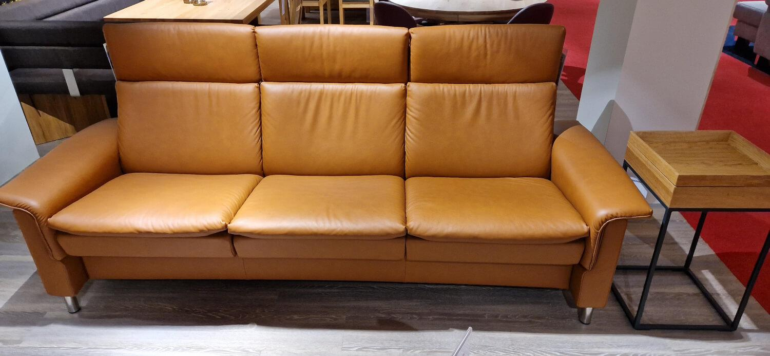 Stressless - Sofa Aurora Hoch L 3-Sitzer Leder Paloma 094 40 New Cognac Braun Stahlbein 88 Rund 11 - 3