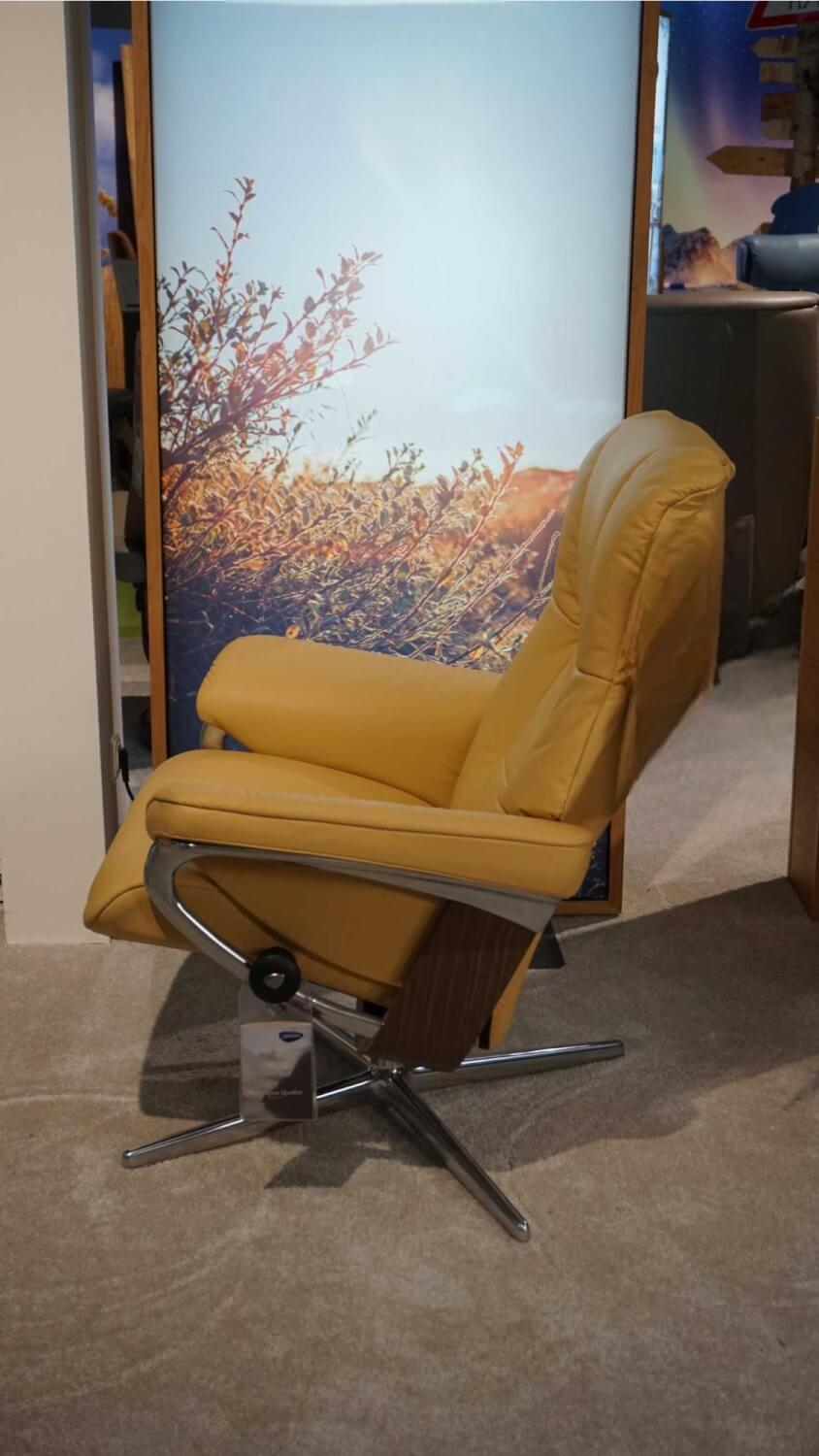 Stressless - Mayfair M Leder Beige Gestell Cross Silber Inklusive Hocker - 6