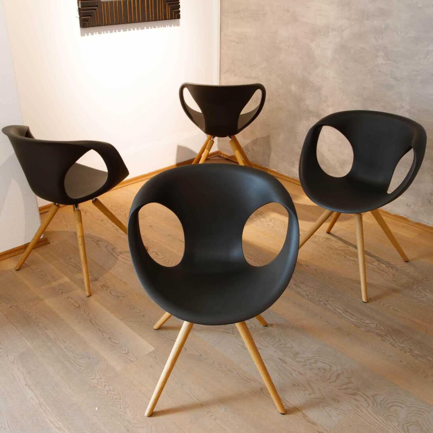 4er-Set Stühle Up  Chair Schale Soft Touch X15 Gestell Massiv Geölt