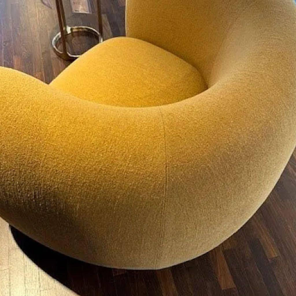 Molteni & C - Sessel Cinnamon Lounge Stoff Kat. Z 451 ZAGO Gelb Gestell Messing Satiniert - 5