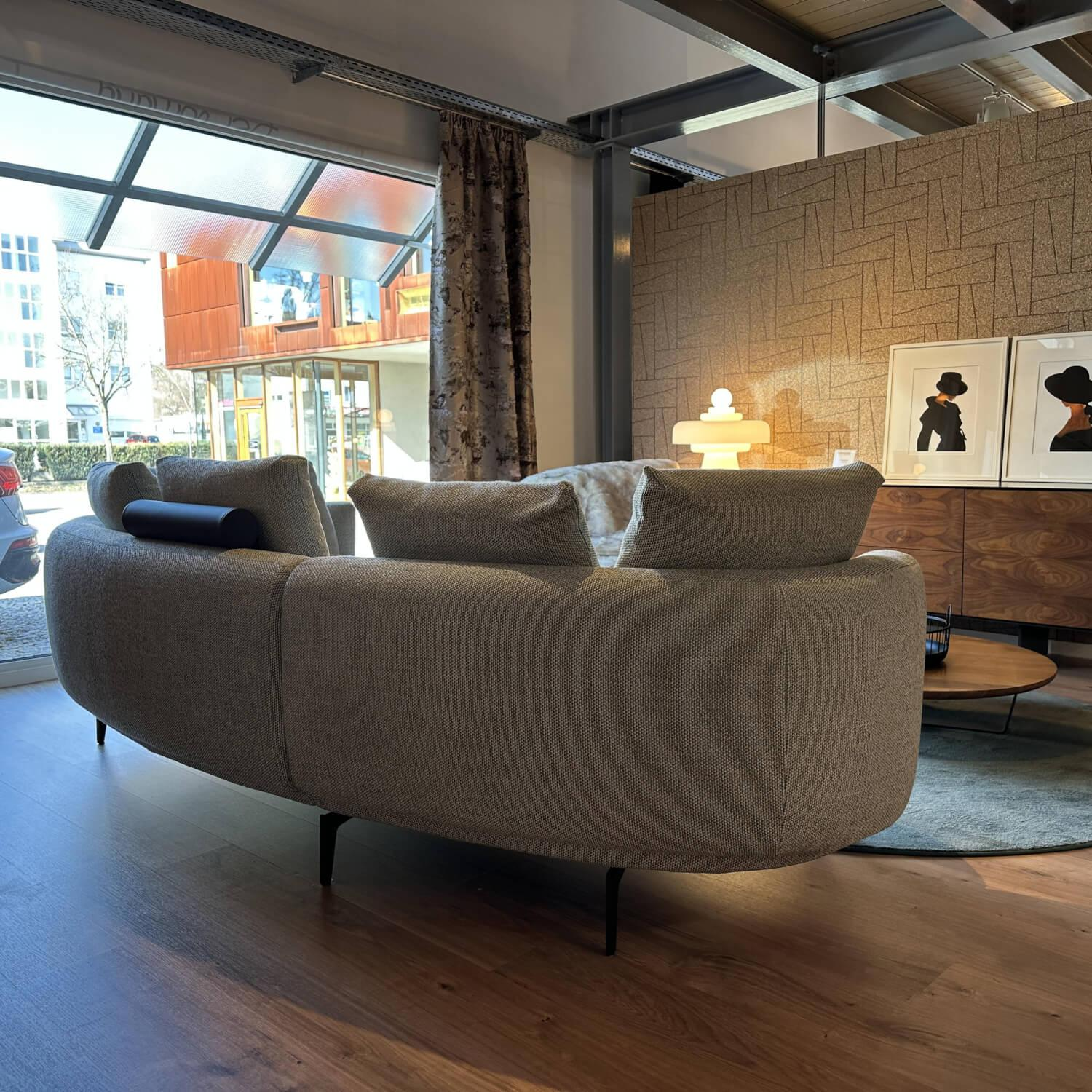Walter Knoll - Ecksofa Maaru Stoff 40 Safire Sage Grün Grau Gestell Metall Bronze Matt mit Kissen - 10