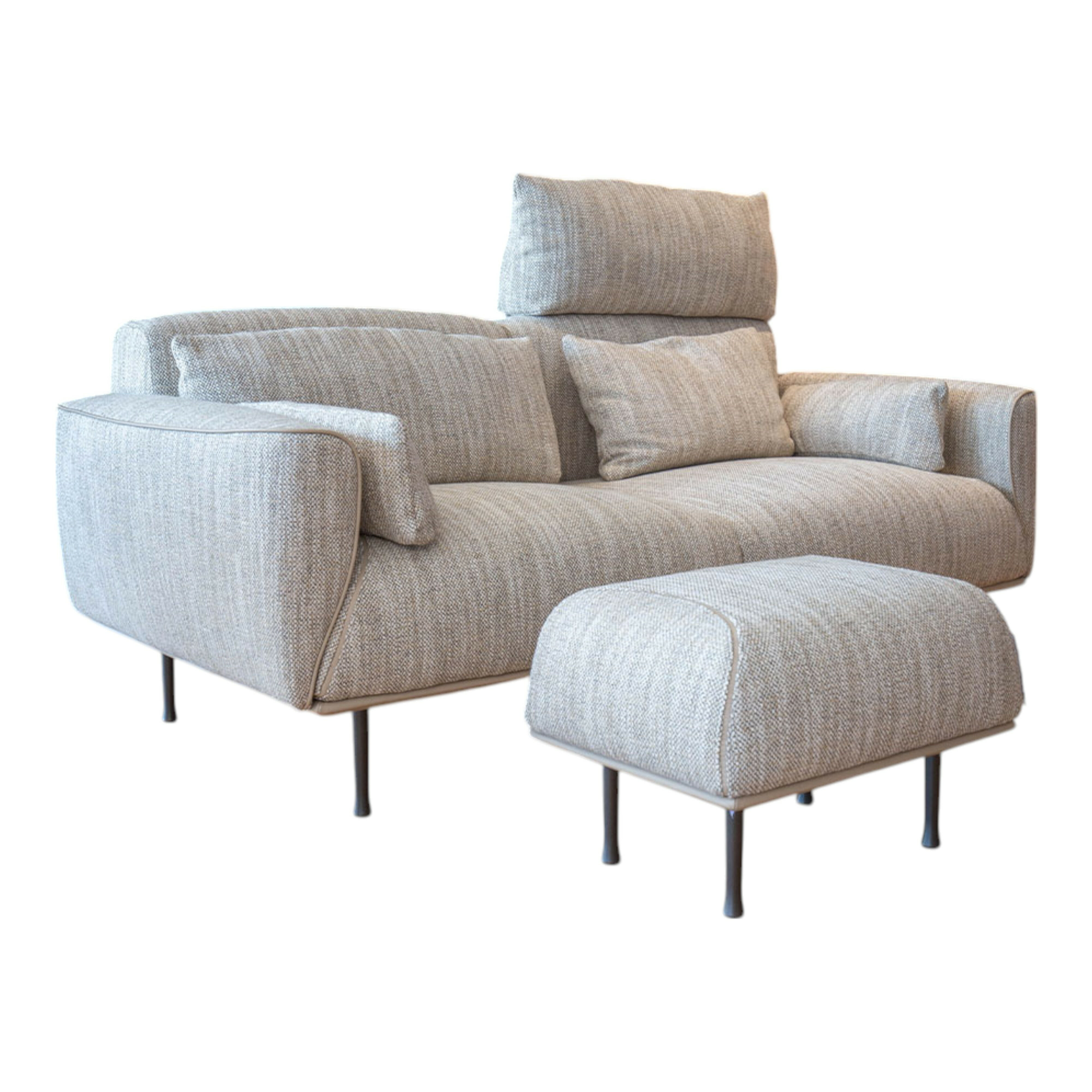 Jori - Sofa Eden Stoff Dodo C0206 Beige mit Hocker - 1
