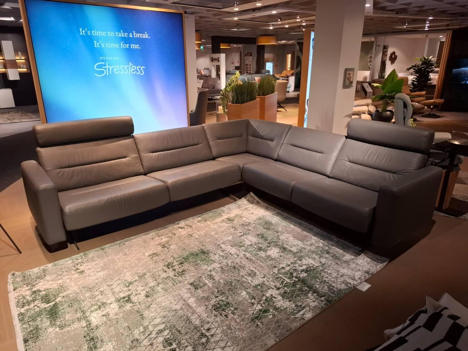 Stressless - Ecksofa Stella Leder Paloma Metal Grey Grau Gestell 40 Chrome Mit Kopfstützen - 10