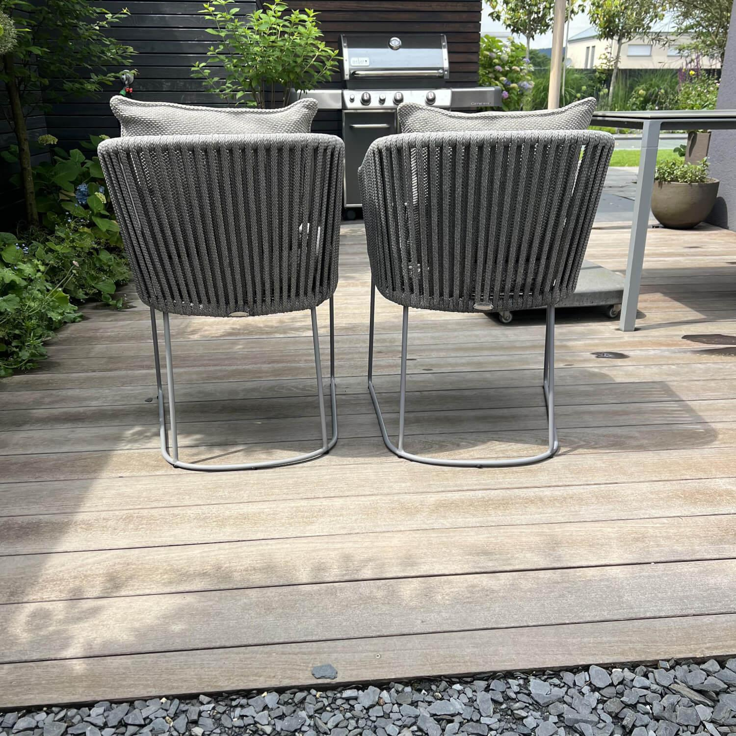 Cane Line - 2er-Set Kufenstuhl Moments Soft Rope Focus Light Grey Grau Gestell Aluminium Grau - 2