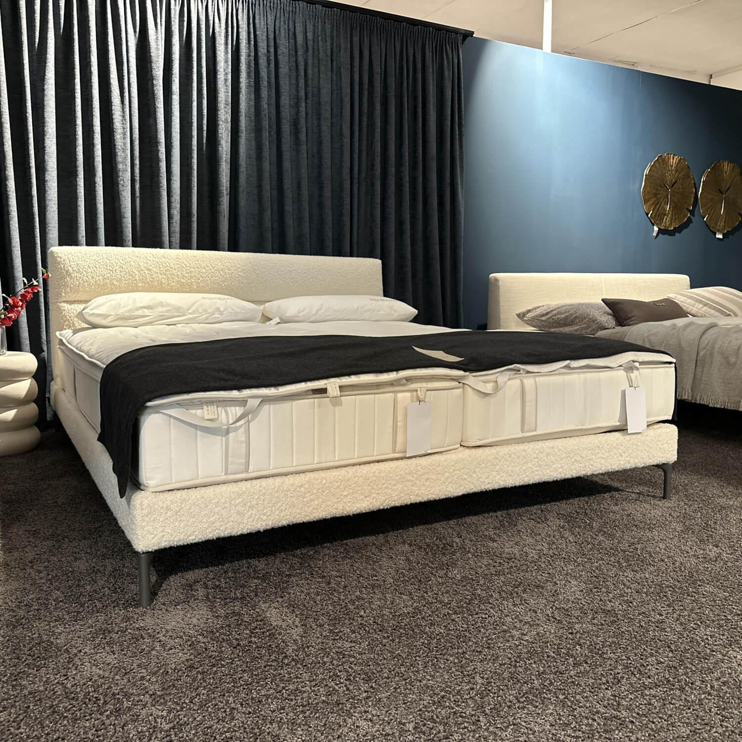 Schramm - Bett Cleo Origins Complete Stoff 4 Andy 2980 White Weiß Füße Metall Mit 2 Matratzen - 4