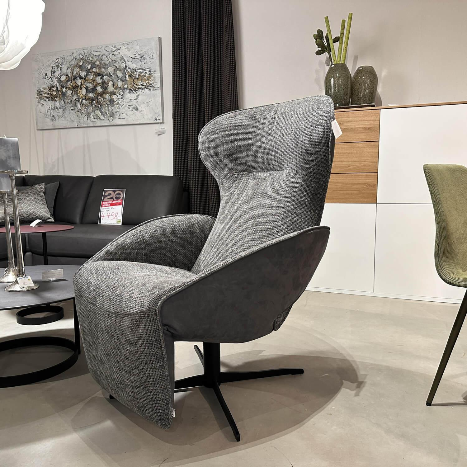 Jori - Relaxsessel Daydreamer JR 7450 Mono Move Medi Stoff Galetti C0016 Grau 4 Sternfuß Gewellt Lackiert Schwarz Mit Hebel - 4