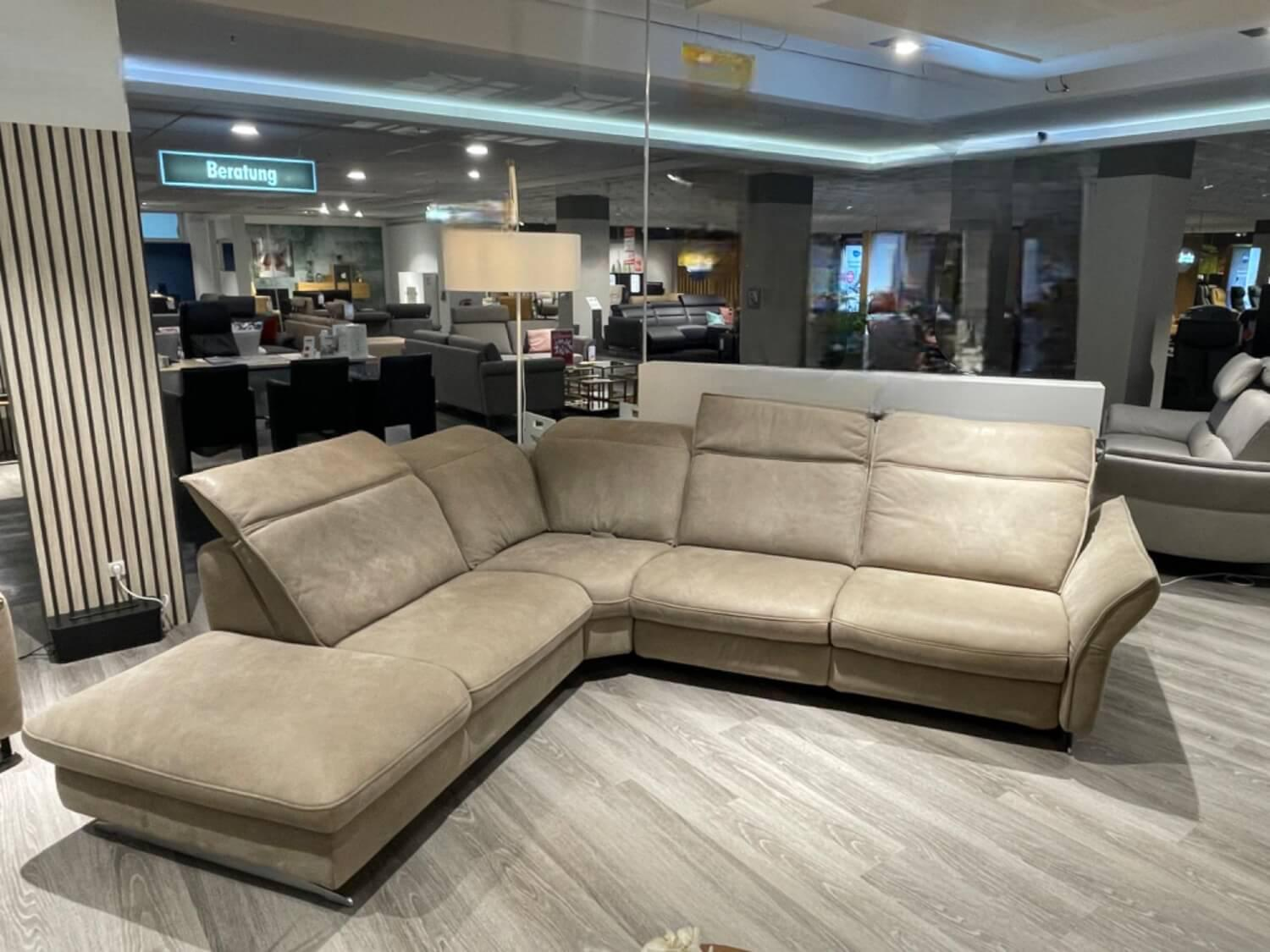 Hukla - Ecksofa Heidi Leder Aurelia Alu Grau Metallkufe Edelstahlfarbig Silber - 6