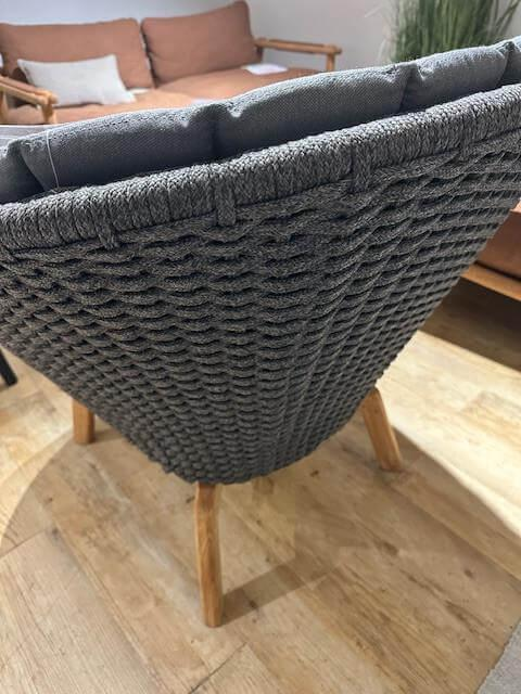 Cane Line - Sessel Peacock Kissen Natte Grey Grau Sitzschale Soft Rope Polypropylen Dark Grey Grau Gestell Teakholz - 3