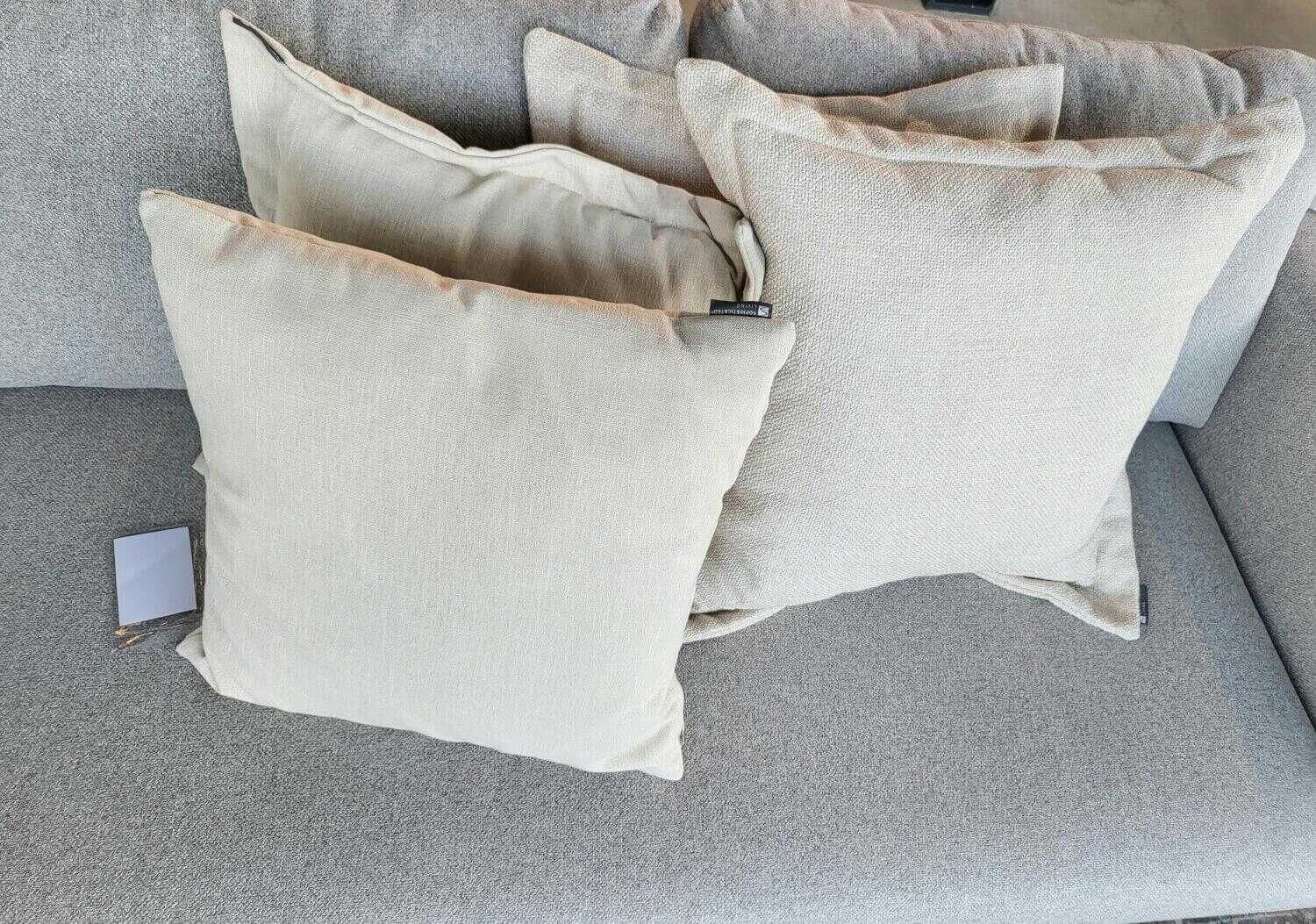 Sophisticated Living - Sofa Solid Wave Stoff Jab Tux Beige Holzuntergestell Mit Kissen - 7