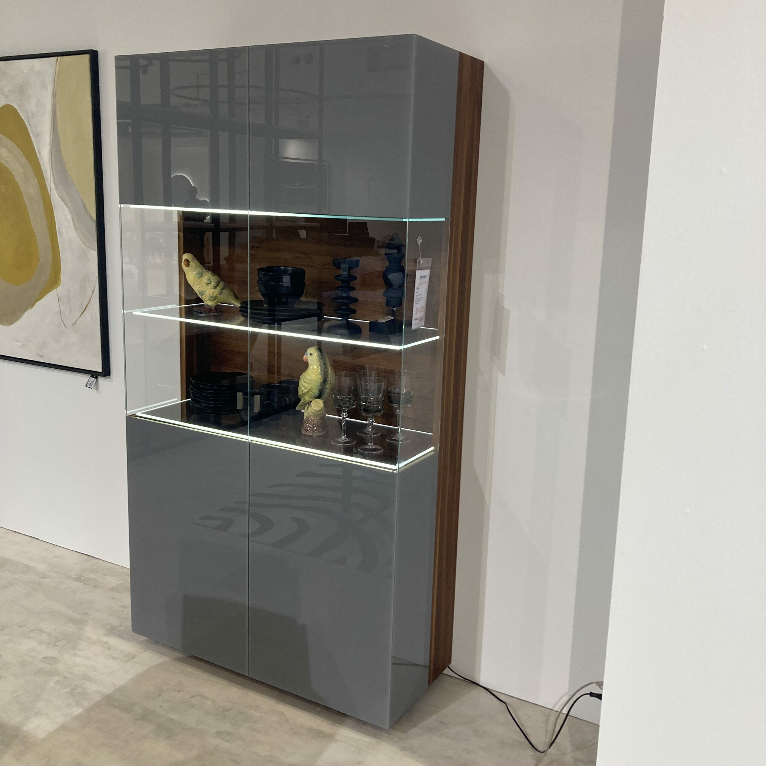 Team 7 - Vitrine Cubus VC10 Glas Mittelgrau Holz Nussbaum - 4